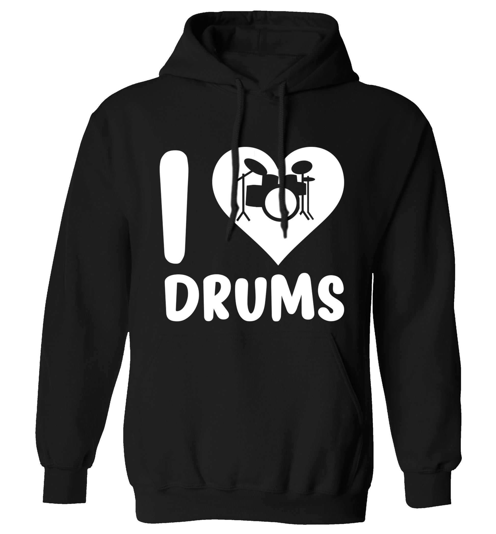 I love drums adults unisex black hoodie 2XL