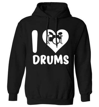 I love drums adults unisex black hoodie 2XL