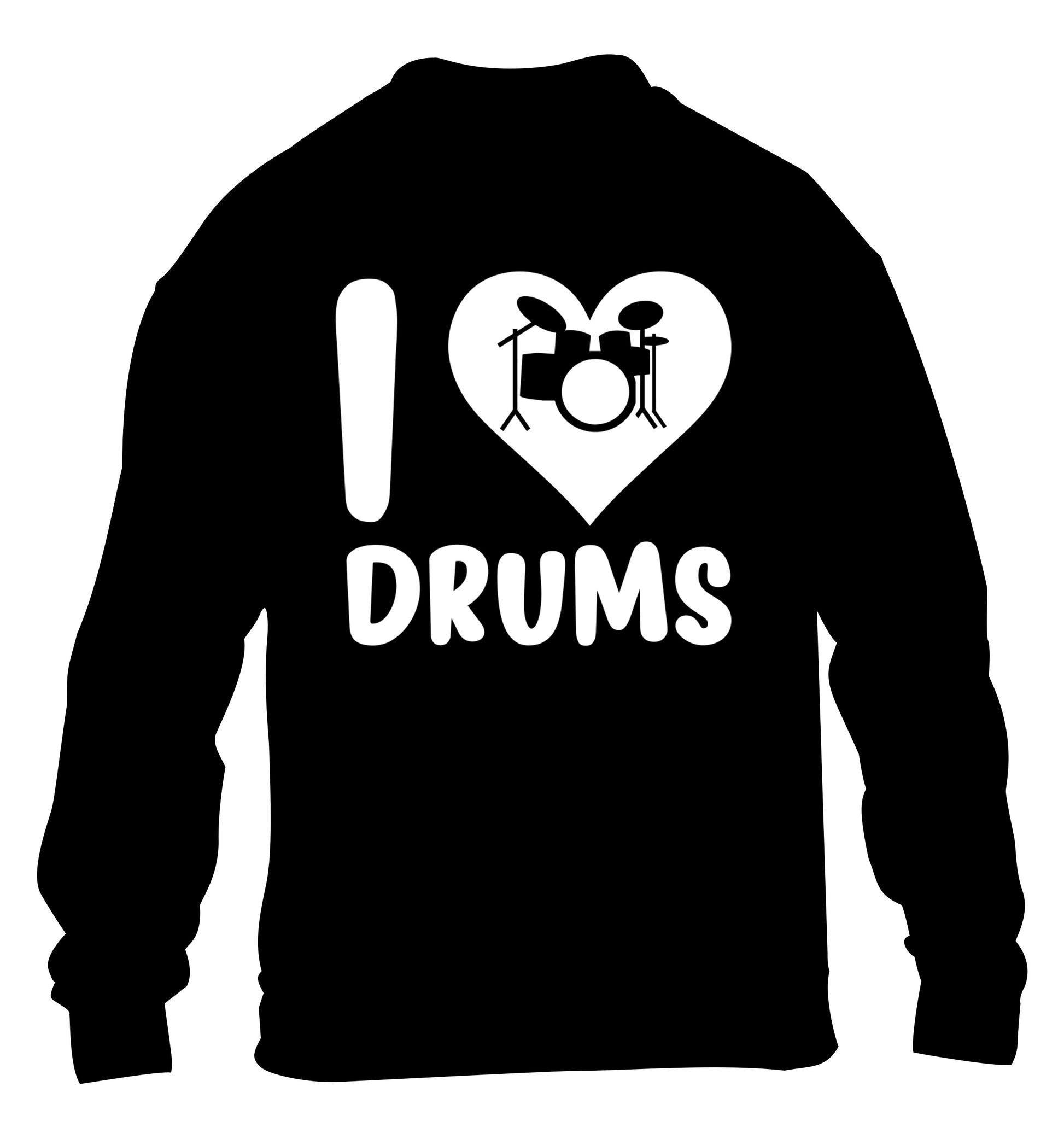 I love drums children's black sweater 12-14 Years