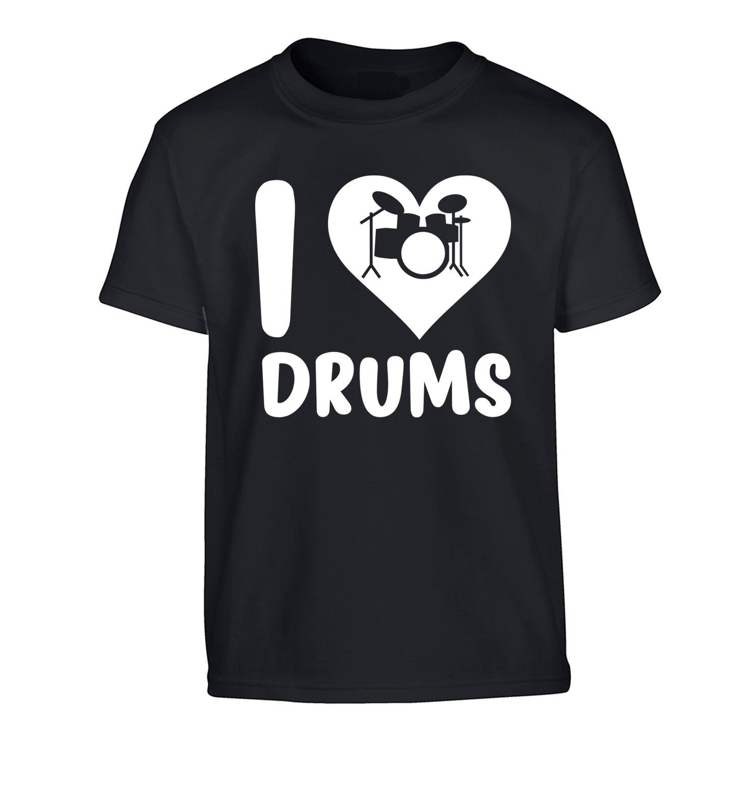 I love drums Children's black Tshirt 12-14 Years