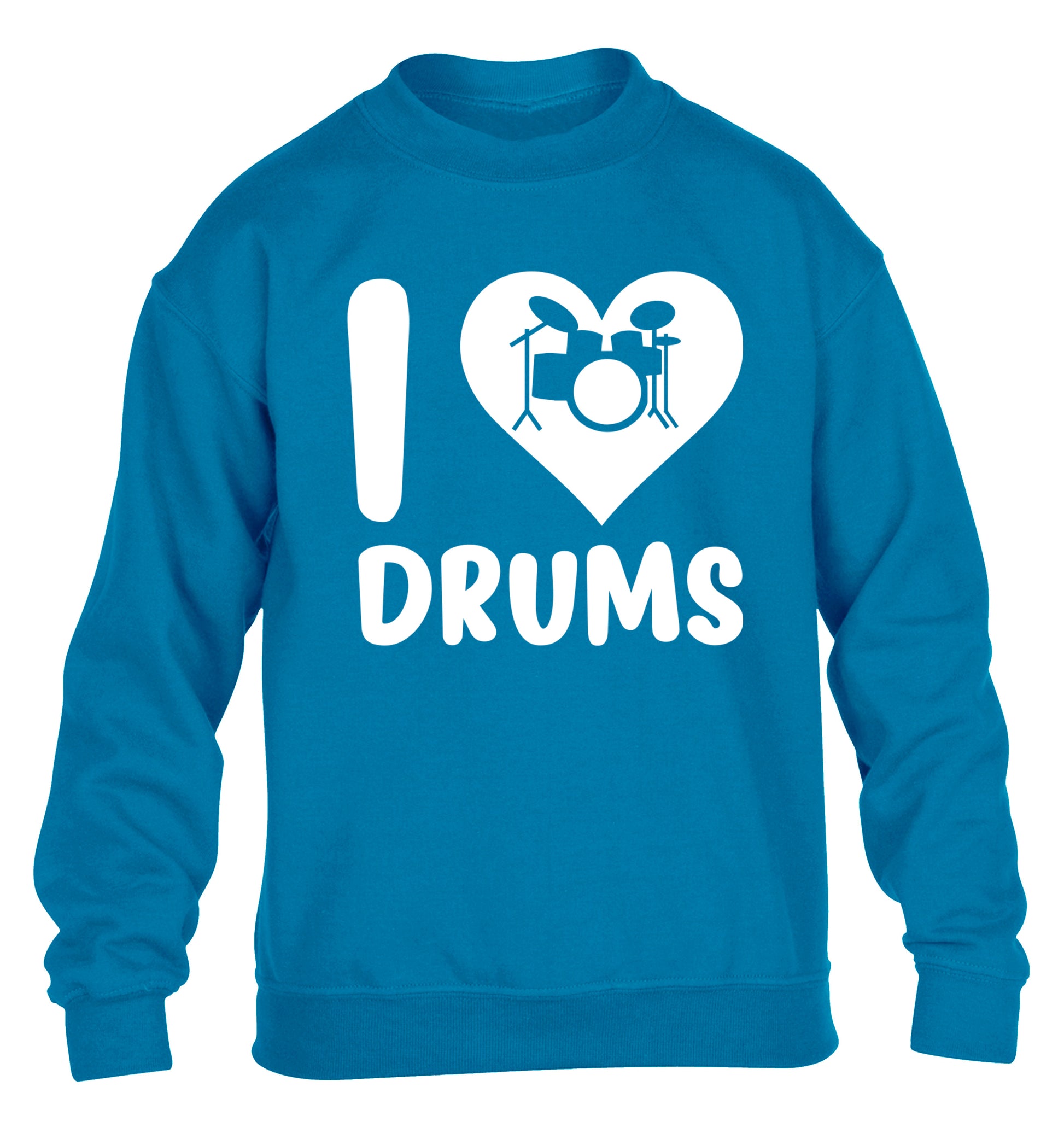 I love drums children's blue sweater 12-14 Years