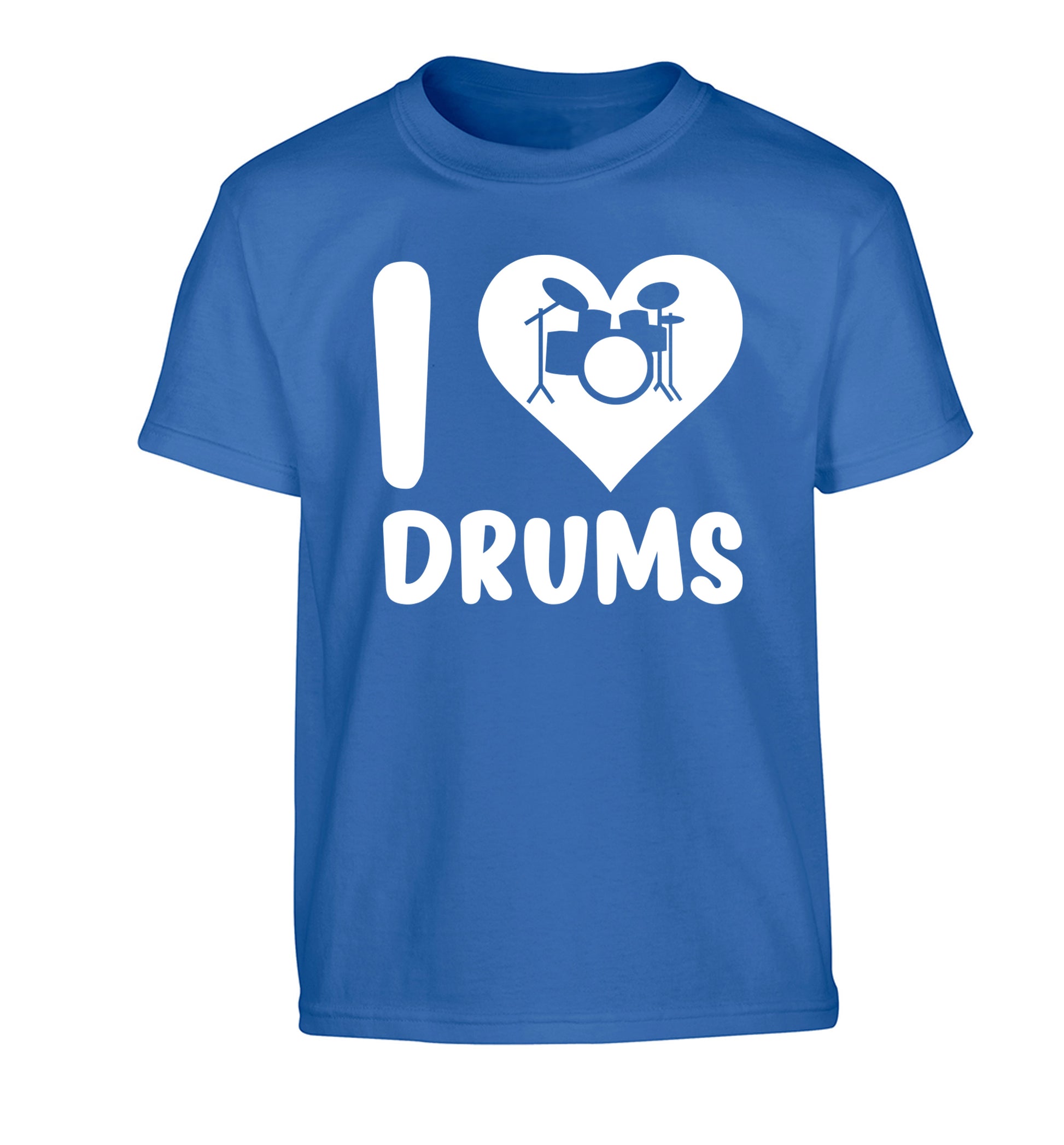 I love drums Children's blue Tshirt 12-14 Years