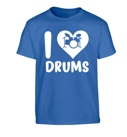 I love drums Children's blue Tshirt 12-14 Years