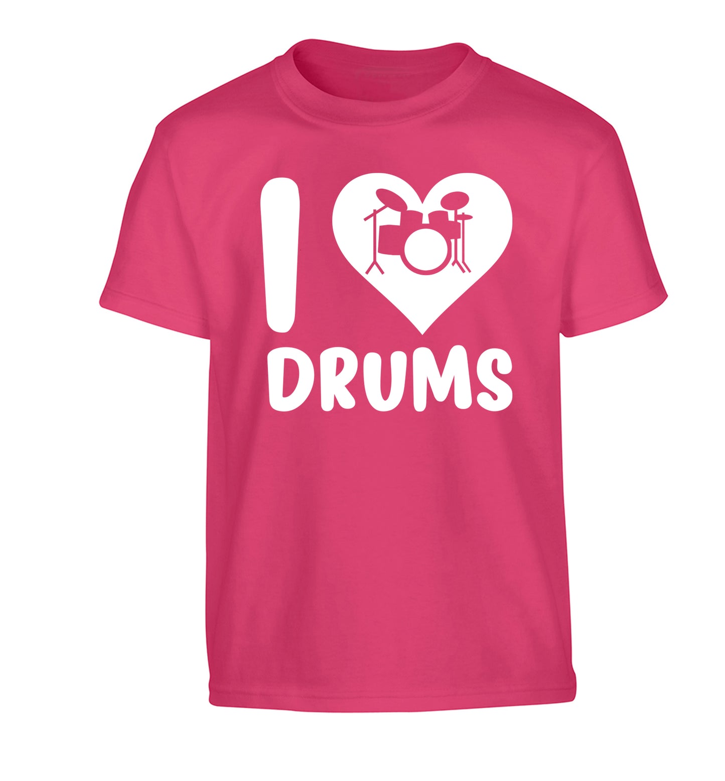 I love drums Children's pink Tshirt 12-14 Years