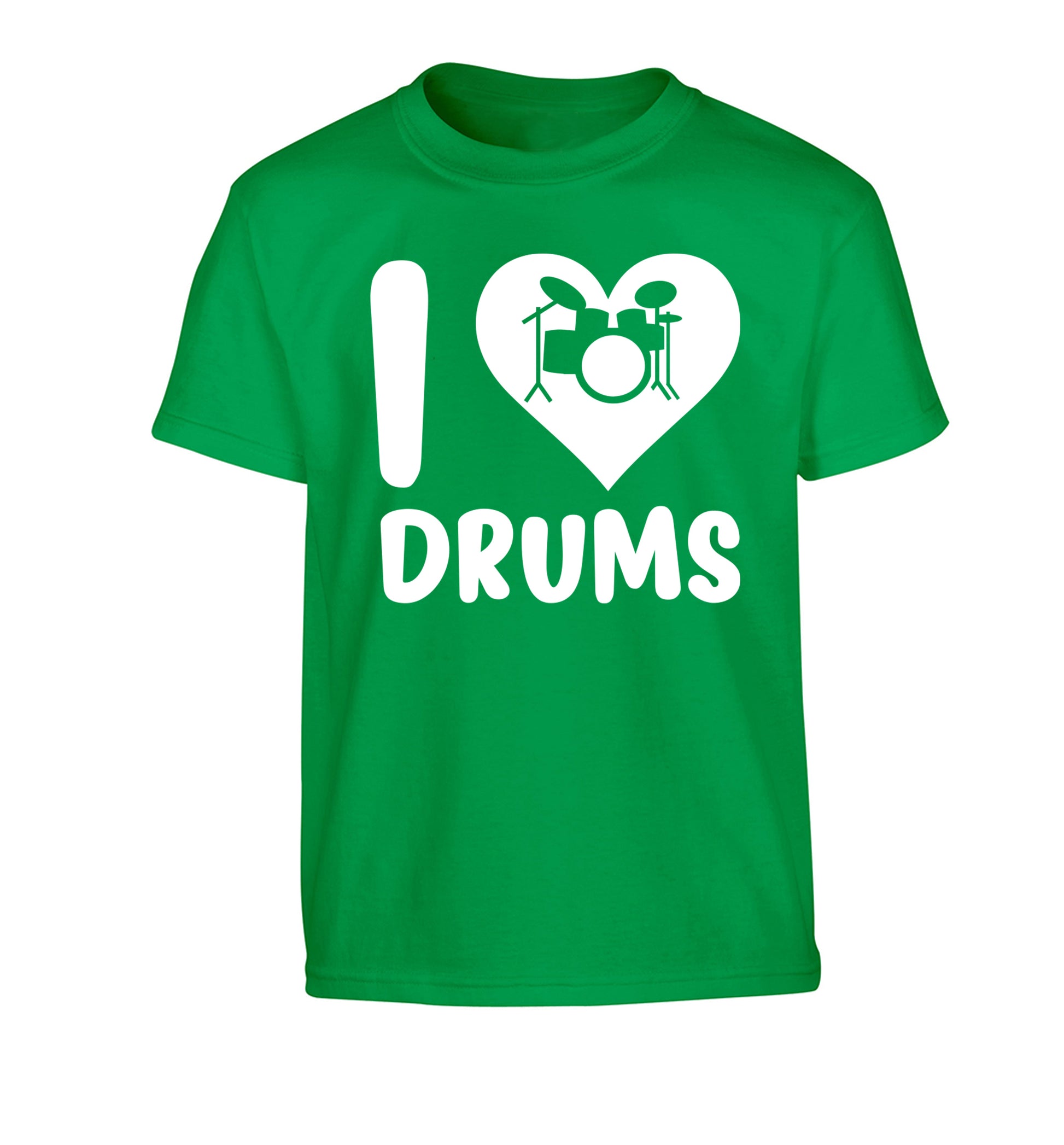 I love drums Children's green Tshirt 12-14 Years
