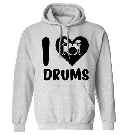 I love drums adults unisex grey hoodie 2XL