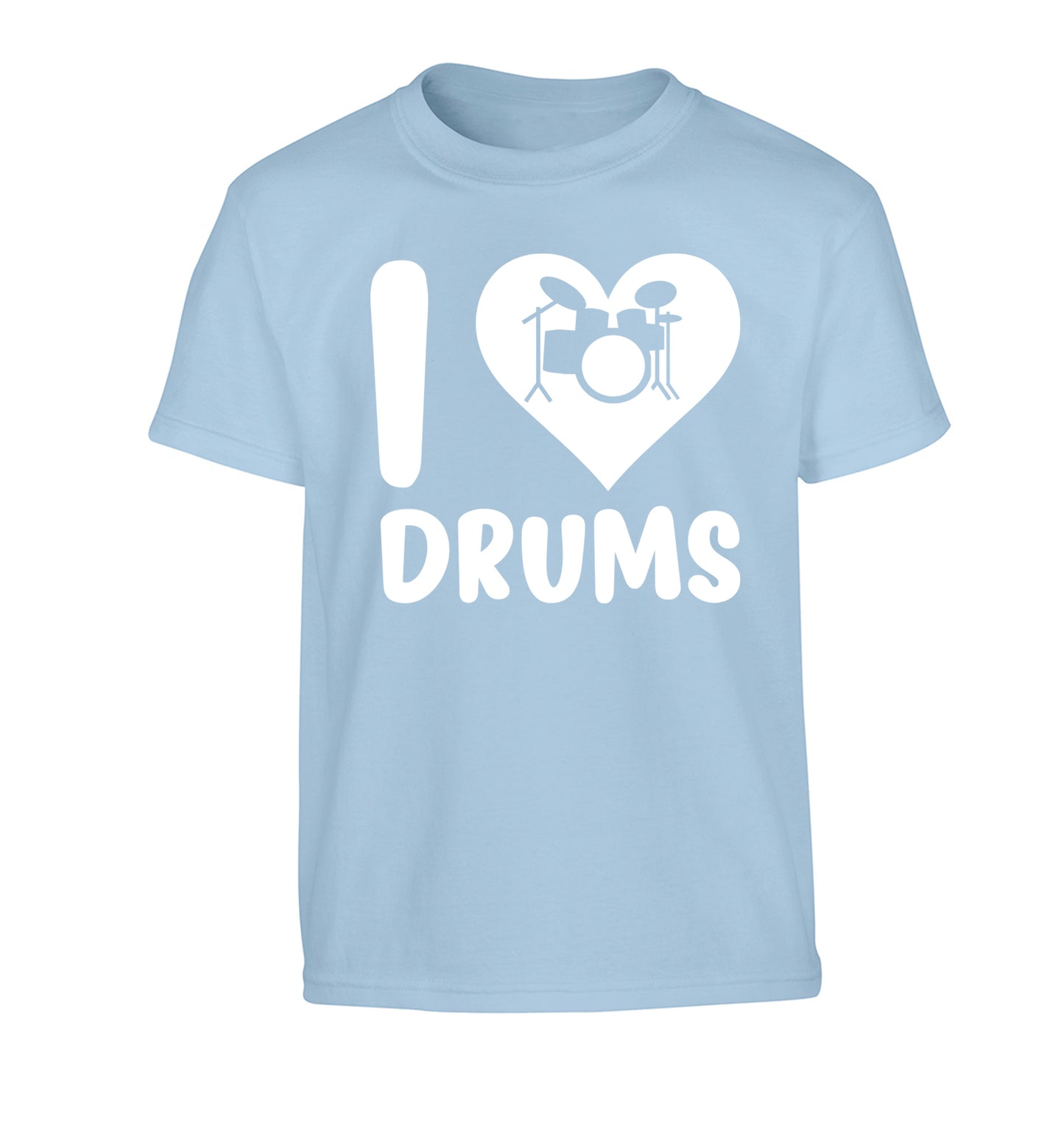 I love drums Children's light blue Tshirt 12-14 Years