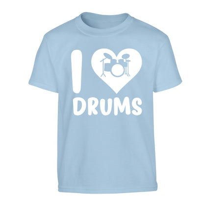 I love drums Children's light blue Tshirt 12-14 Years