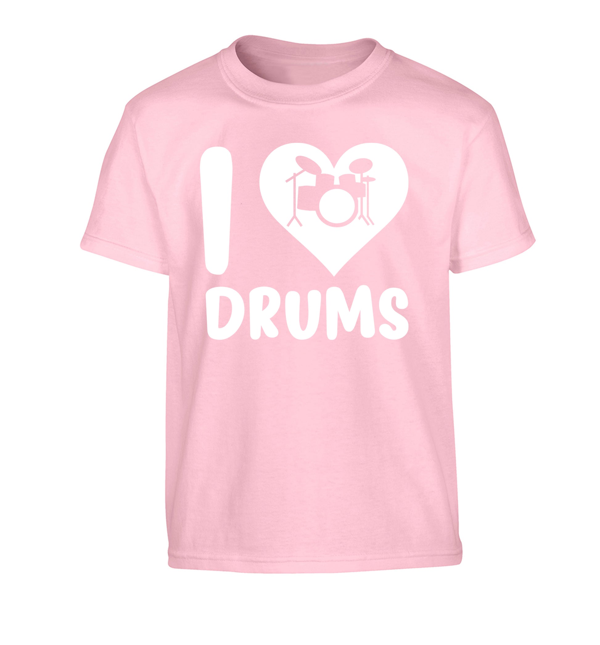 I love drums Children's light pink Tshirt 12-14 Years