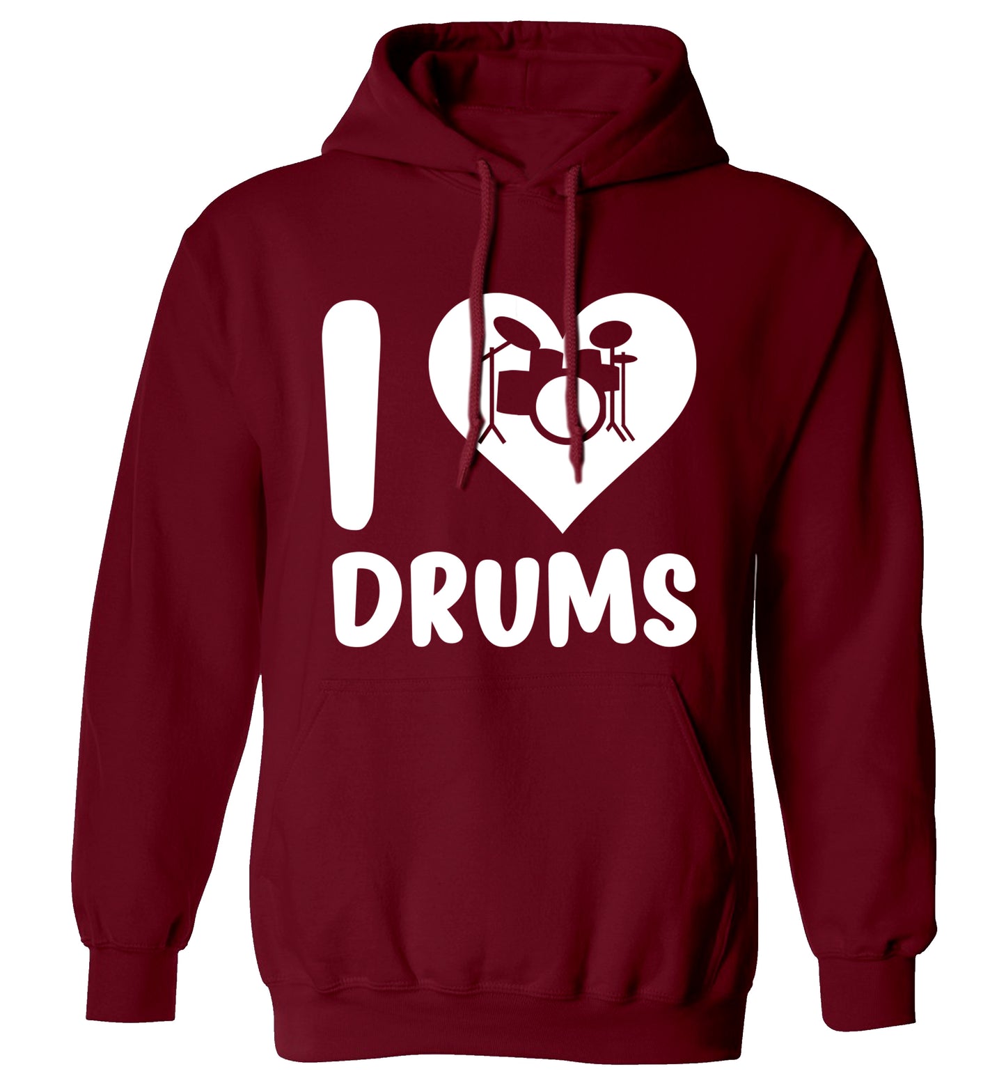 I love drums adults unisex maroon hoodie 2XL