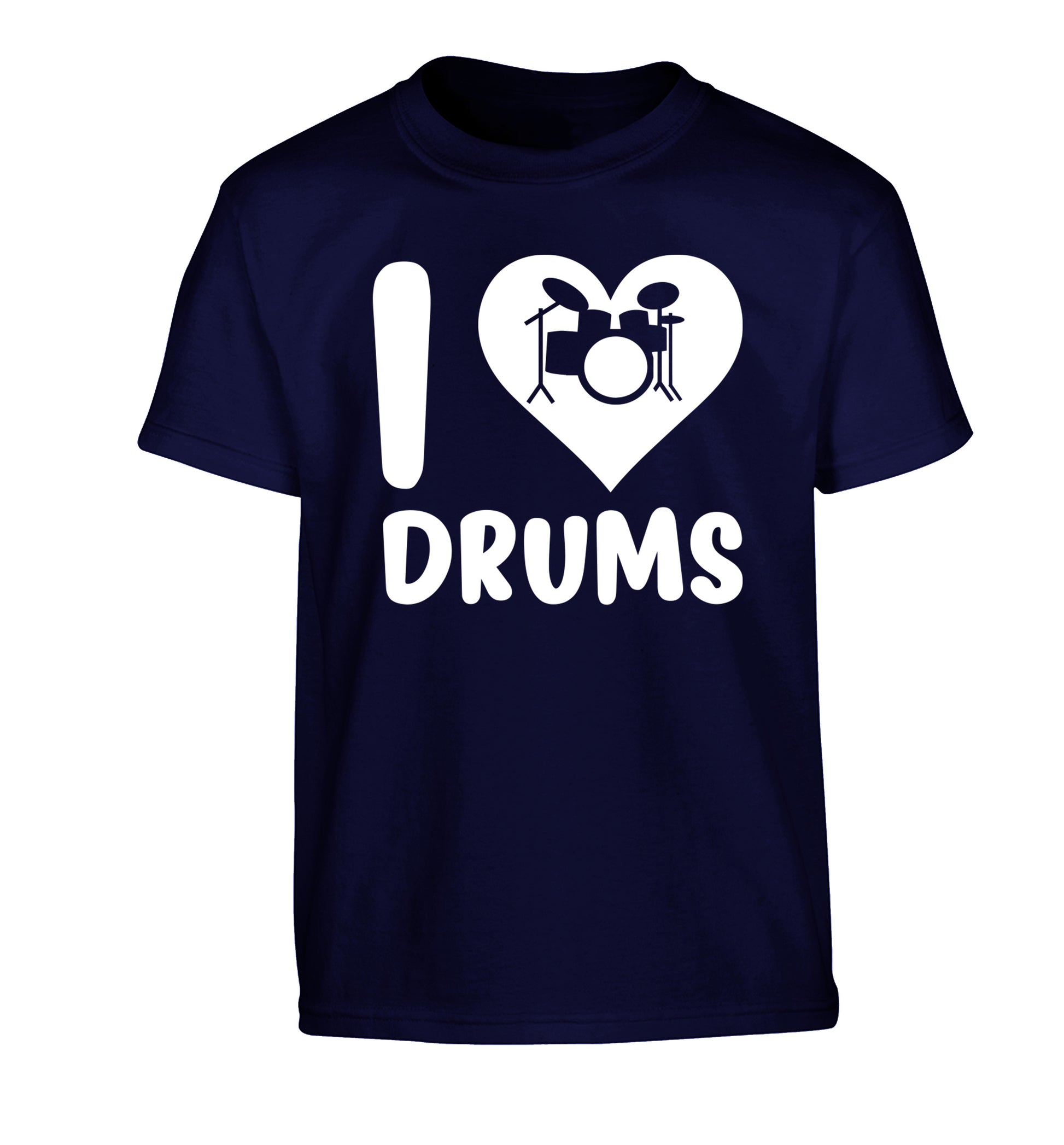 I love drums Children's navy Tshirt 12-14 Years