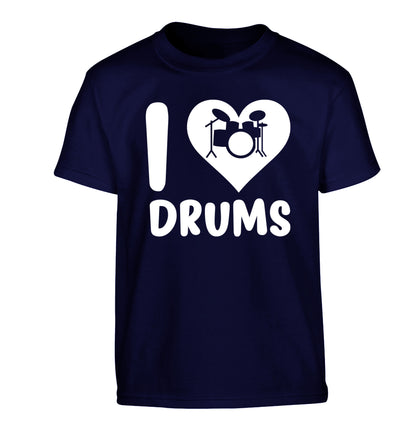 I love drums Children's navy Tshirt 12-14 Years