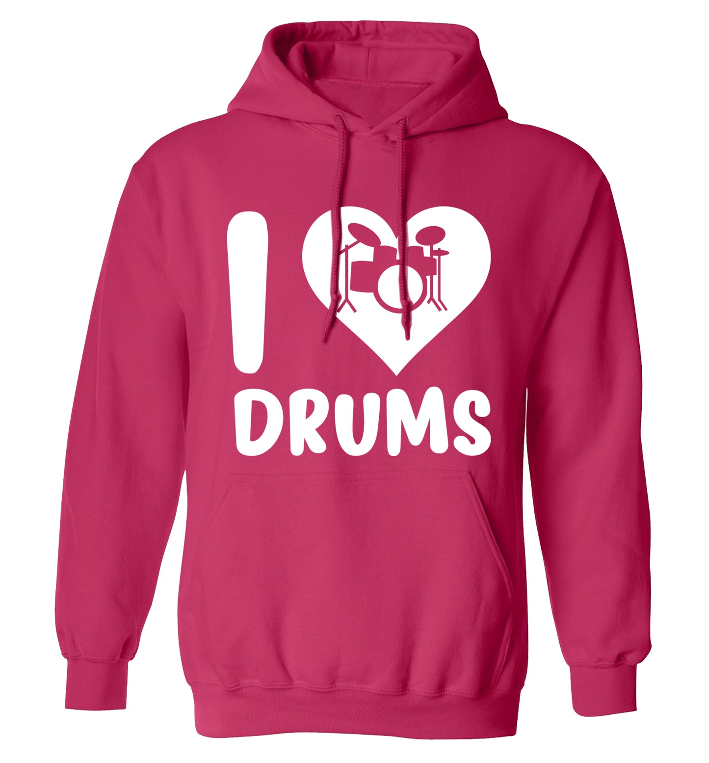 I love drums adults unisex pink hoodie 2XL