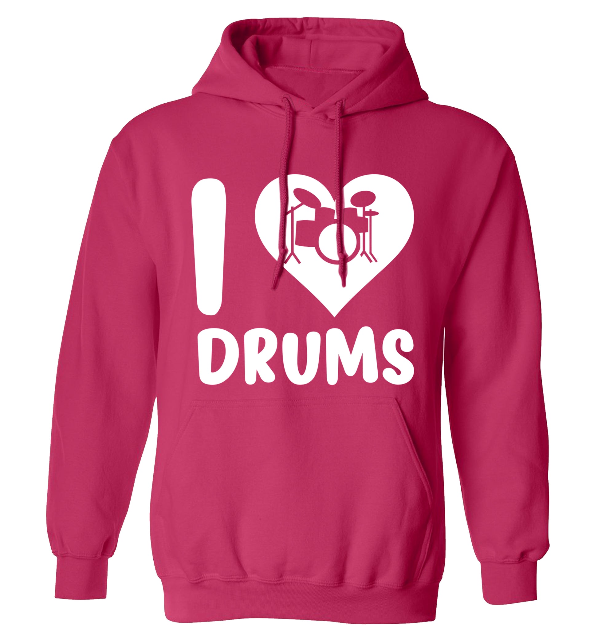 I love drums adults unisex pink hoodie 2XL