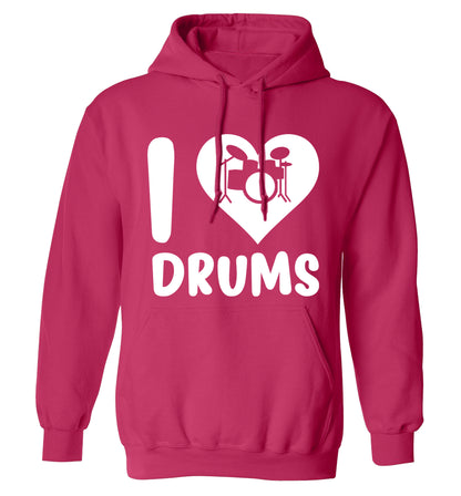 I love drums adults unisex pink hoodie 2XL