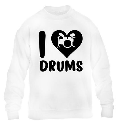 I love drums children's white sweater 12-14 Years