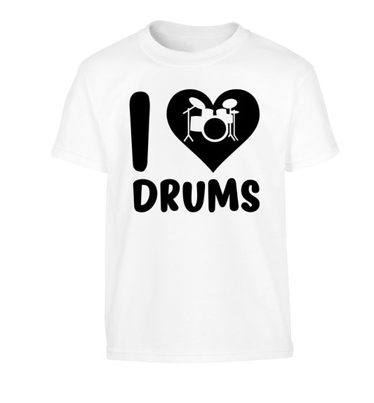 I love drums Children's white Tshirt 12-14 Years