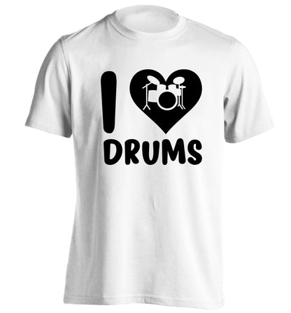 I love drums adults unisex white Tshirt 2XL