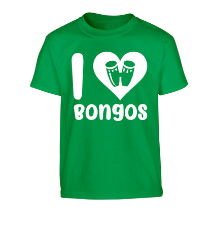 I love bongos Children's green Tshirt 12-14 Years