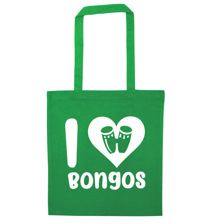 I love bongos green tote bag