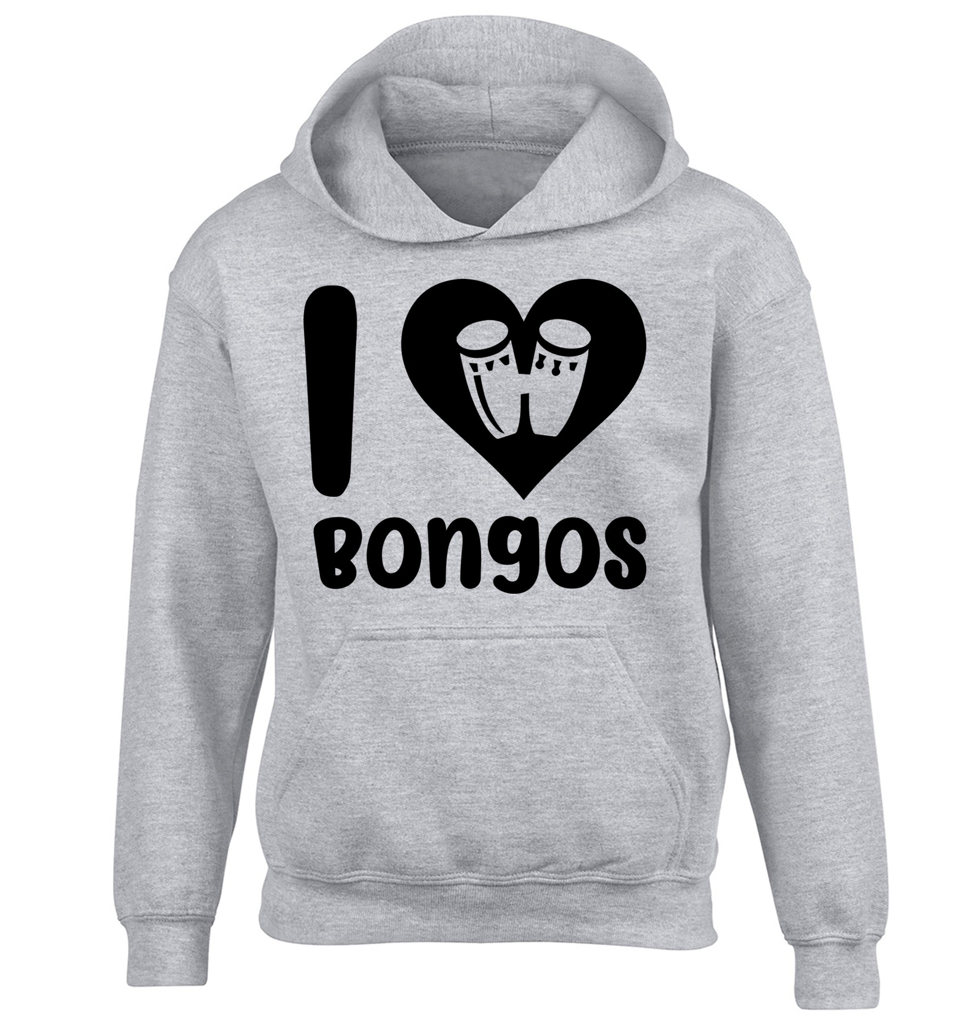 I love bongos children's grey hoodie 12-14 Years