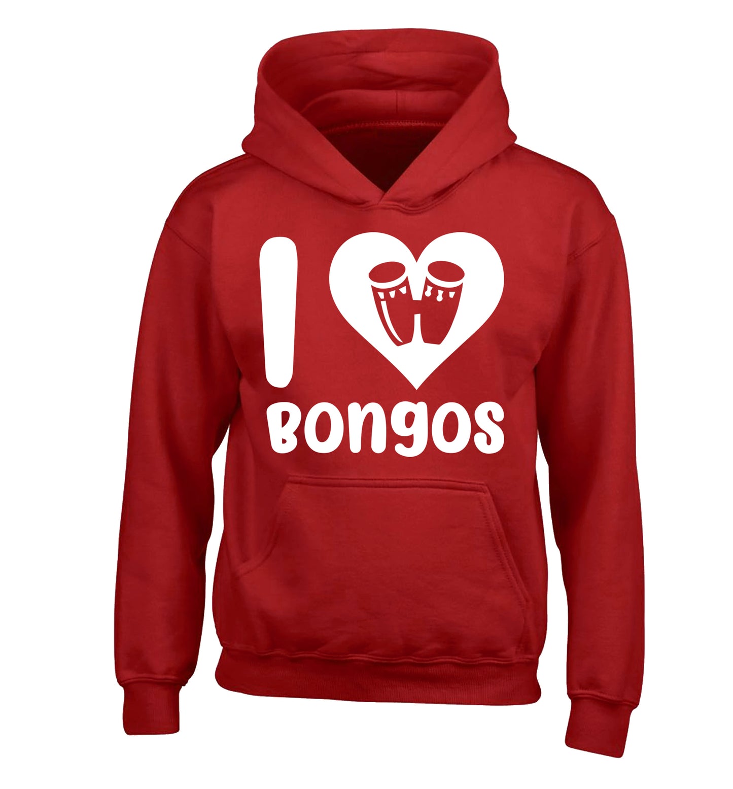 I love bongos children's red hoodie 12-14 Years