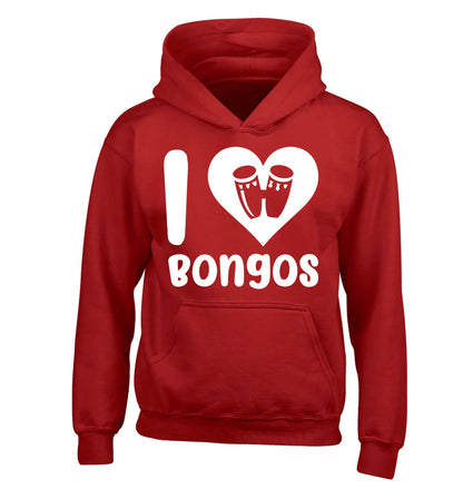 I love bongos children's red hoodie 12-14 Years