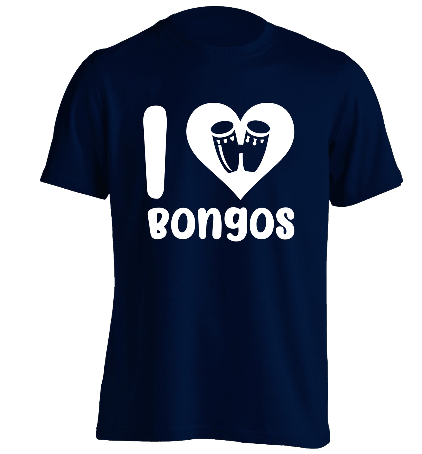I love bongos adults unisex navy Tshirt 2XL