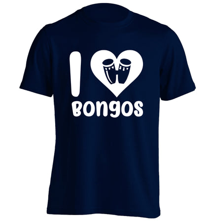 I love bongos adults unisex navy Tshirt 2XL