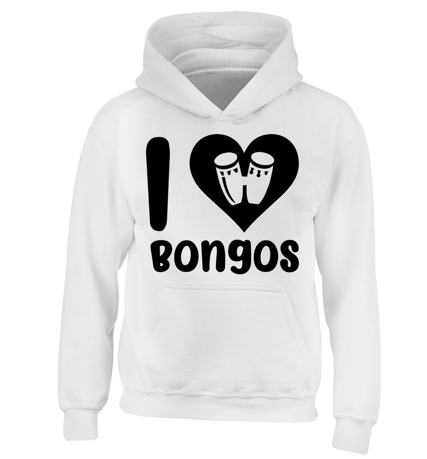 I love bongos children's white hoodie 12-14 Years