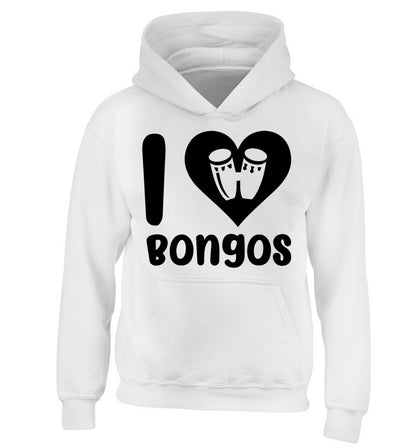 I love bongos children's white hoodie 12-14 Years