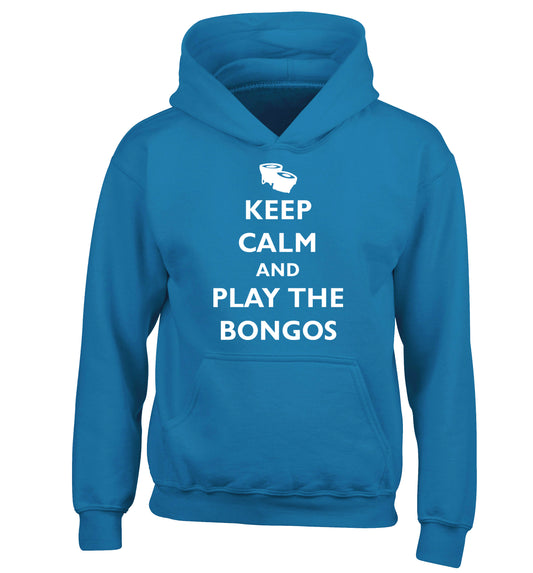 Keep calm and play the bongos children's blue hoodie 12-14 Years
