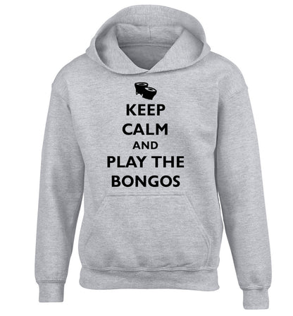 Keep calm and play the bongos children's grey hoodie 12-14 Years