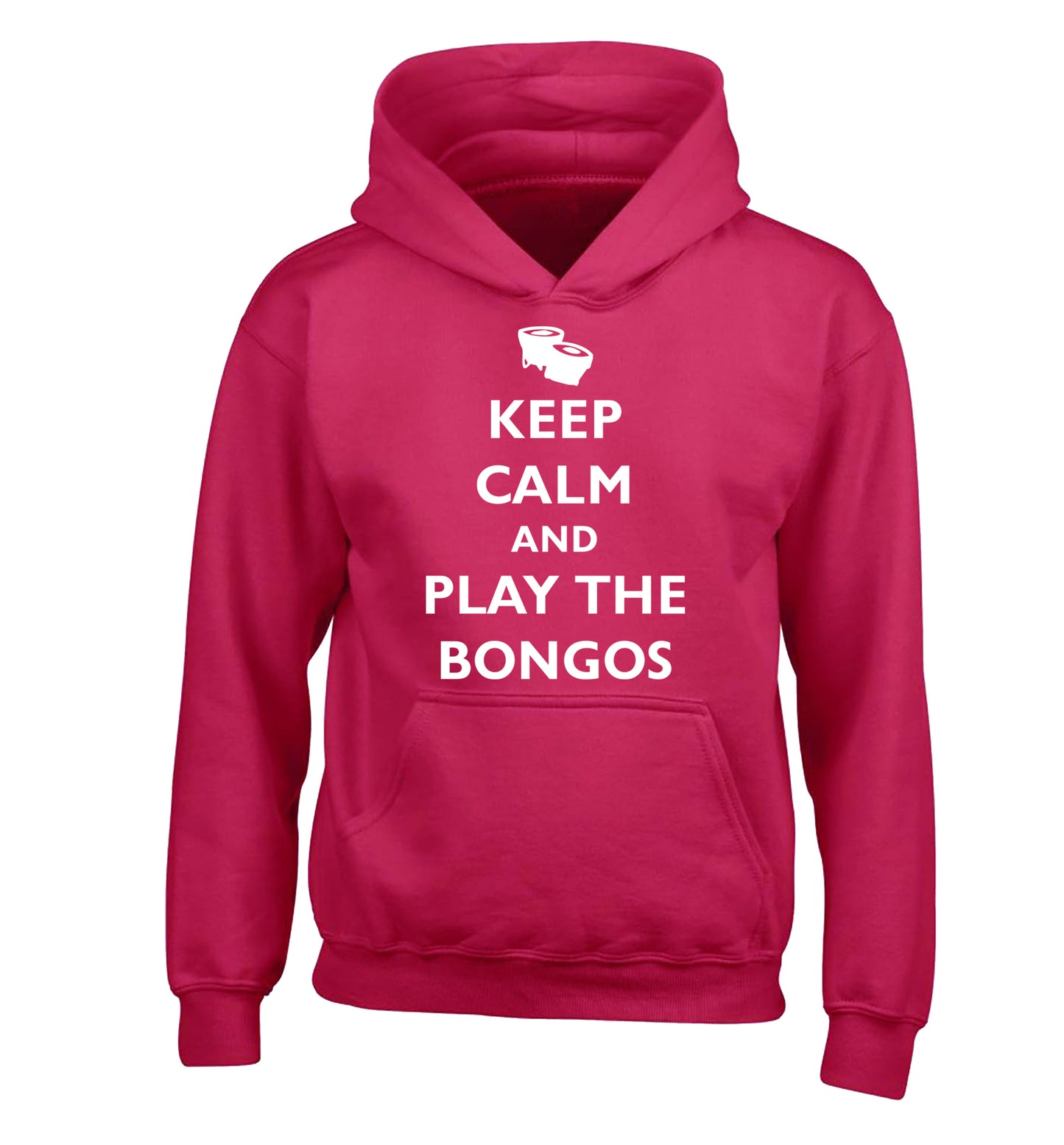 Keep calm and play the bongos children's pink hoodie 12-14 Years