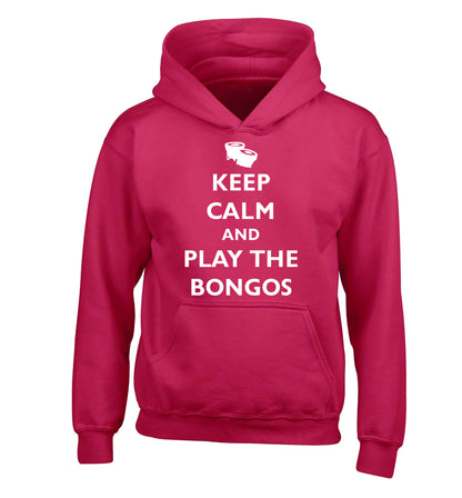 Keep calm and play the bongos children's pink hoodie 12-14 Years