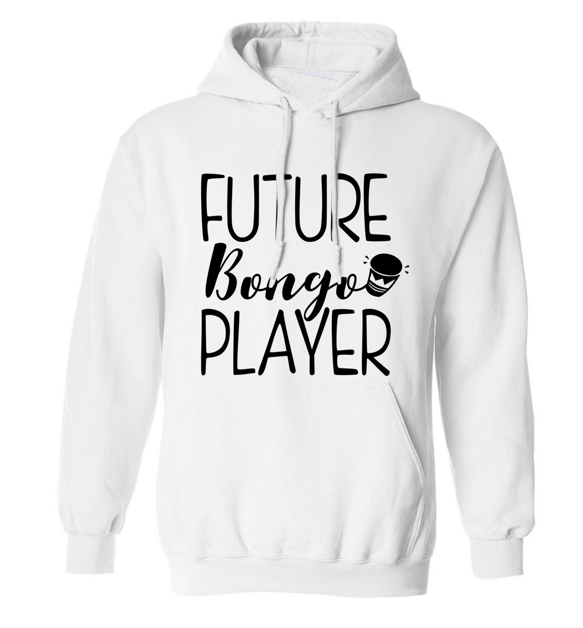 Future bongo player adults unisex white hoodie 2XL