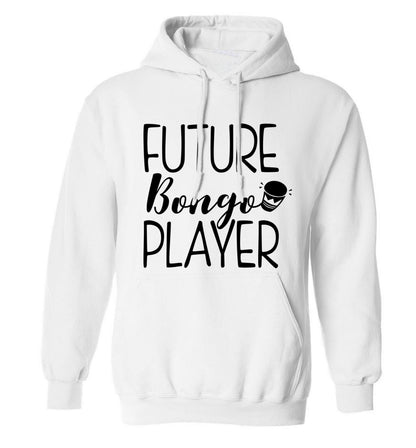 Future bongo player adults unisex white hoodie 2XL