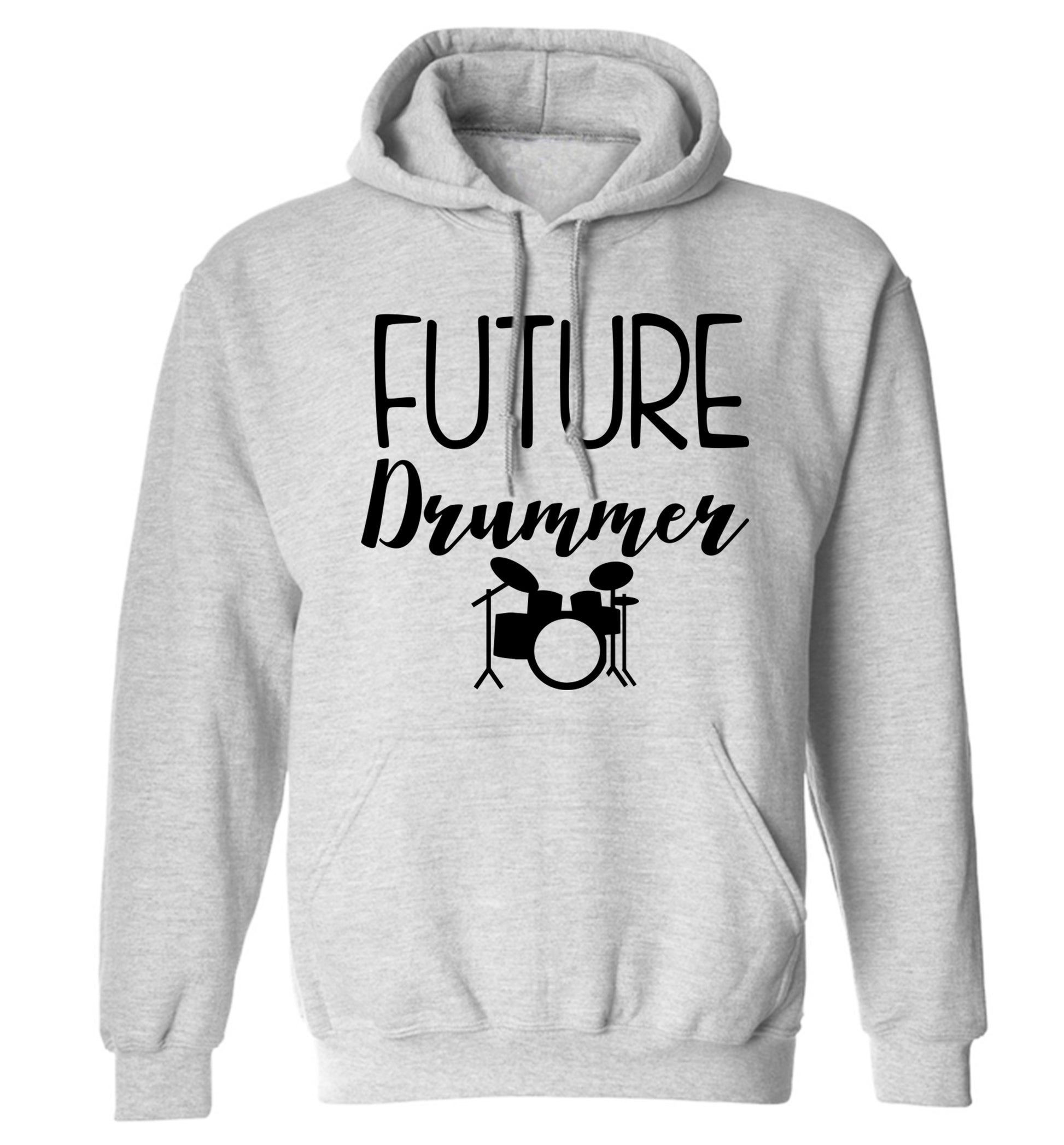 Future drummer adults unisex grey hoodie 2XL