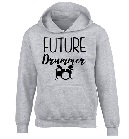 Future drummer children's grey hoodie 12-14 Years