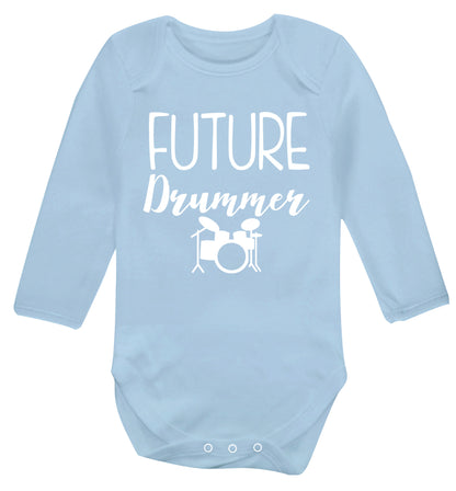 Future drummer Baby Vest long sleeved pale blue 6-12 months