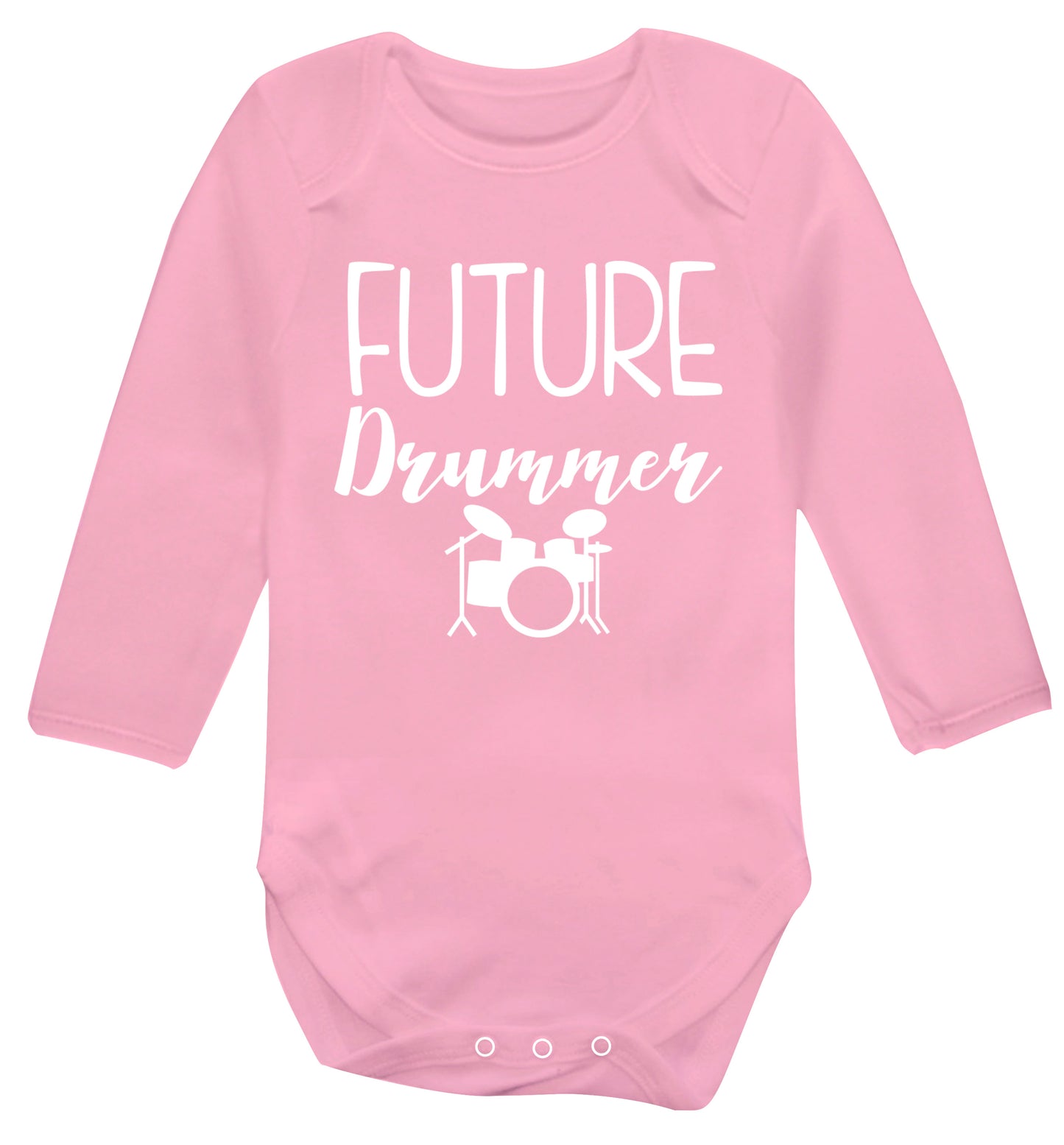 Future drummer Baby Vest long sleeved pale pink 6-12 months
