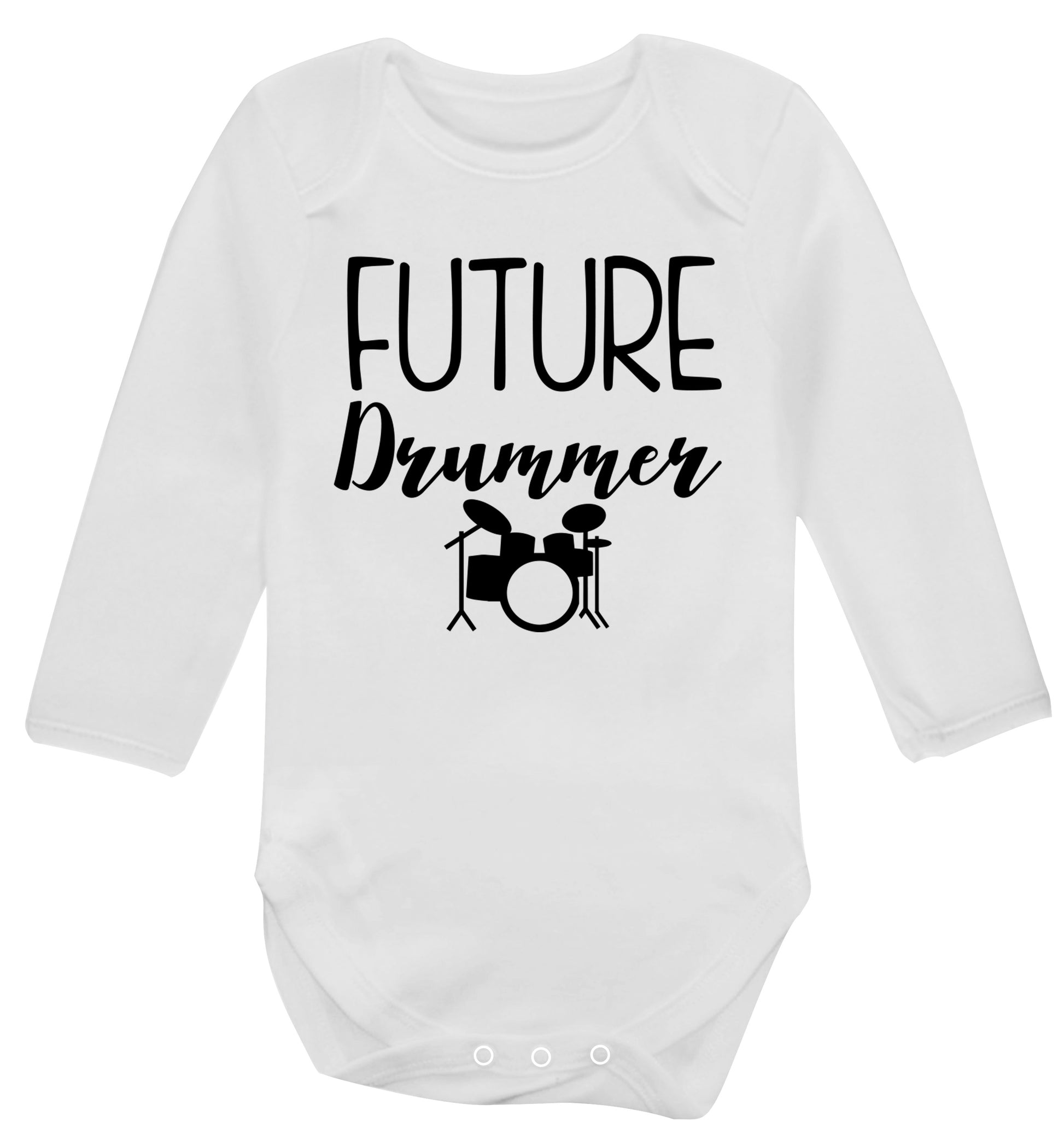 Future drummer Baby Vest long sleeved white 6-12 months