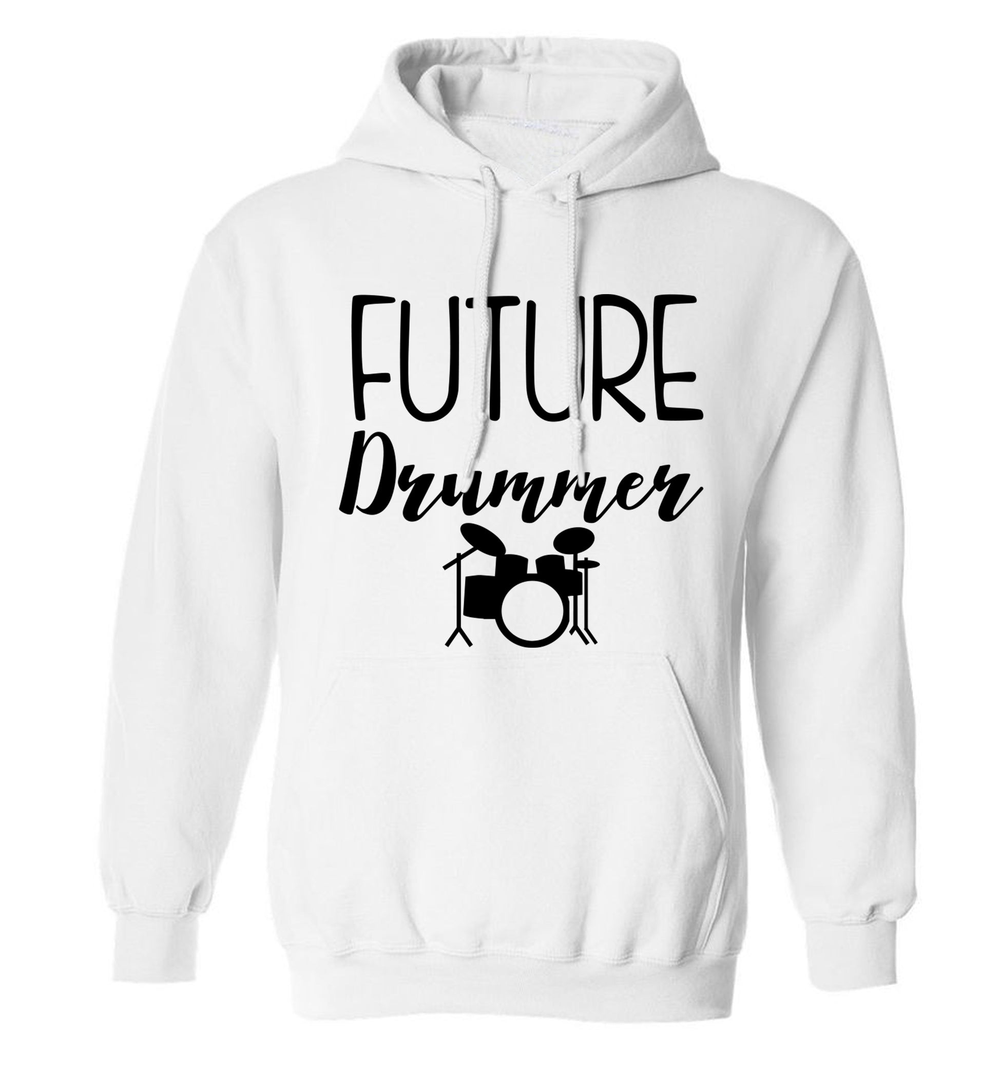 Future drummer adults unisex white hoodie 2XL