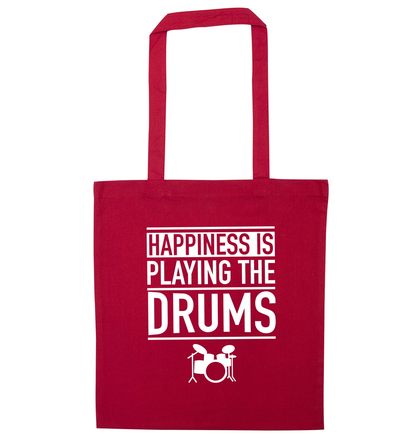 Happiness is playing the drums red tote bag