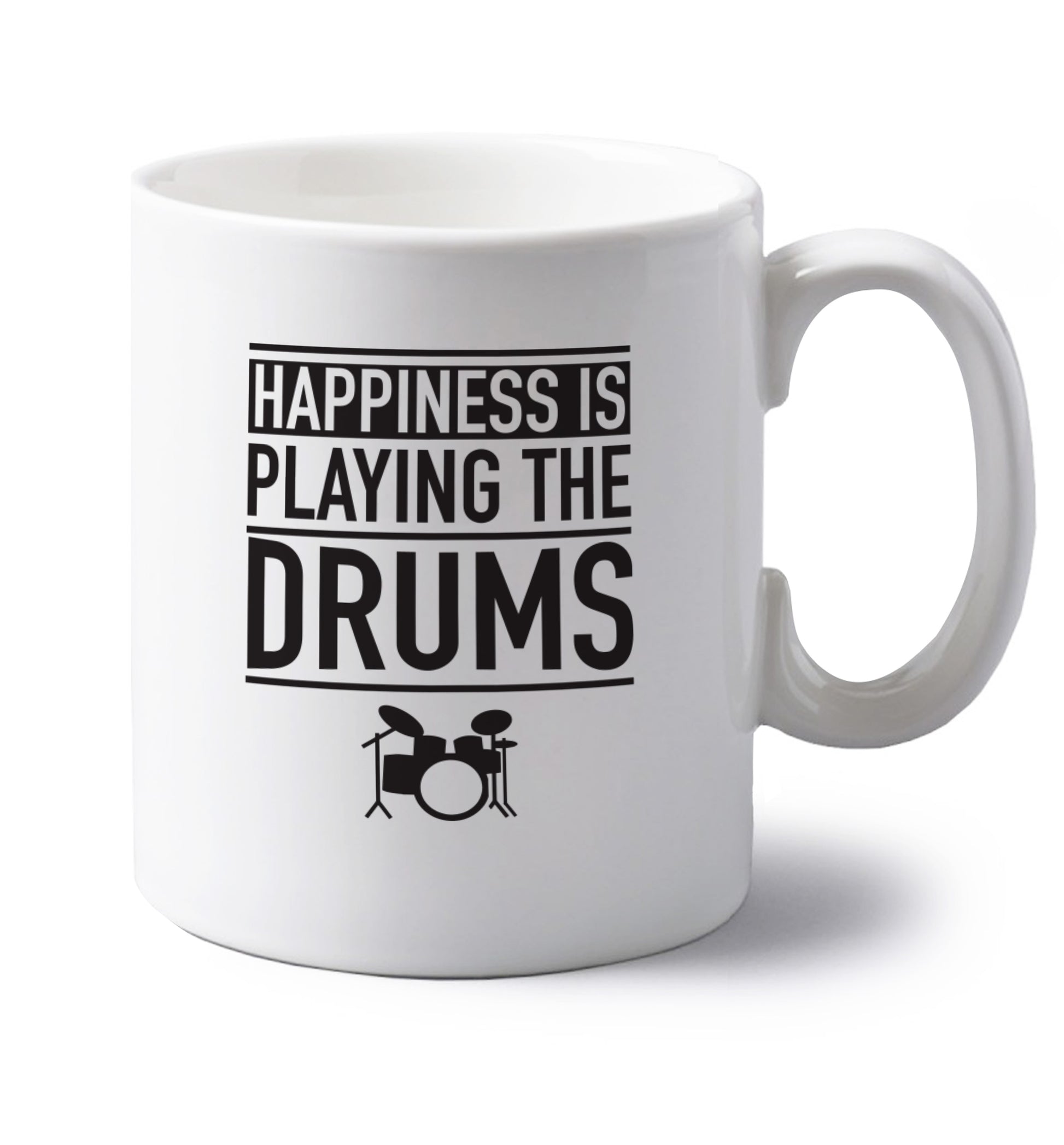 Happiness is playing the drums left handed white ceramic mug 