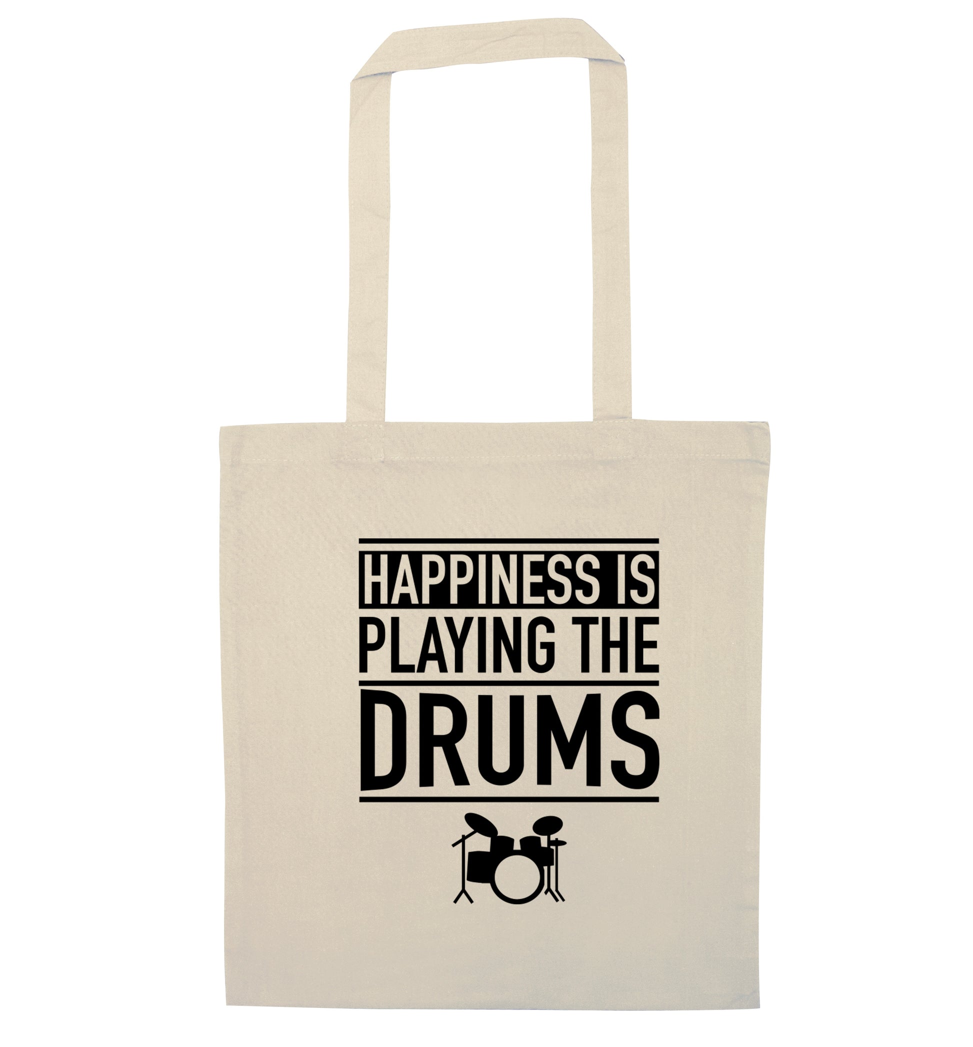 Happiness is playing the drums natural tote bag