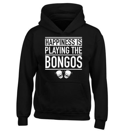 Happiness is playing the bongos children's black hoodie 12-14 Years