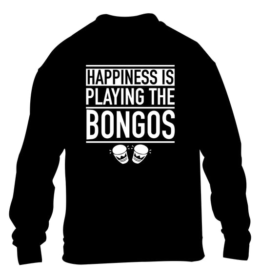 Happiness is playing the bongos children's black sweater 12-14 Years