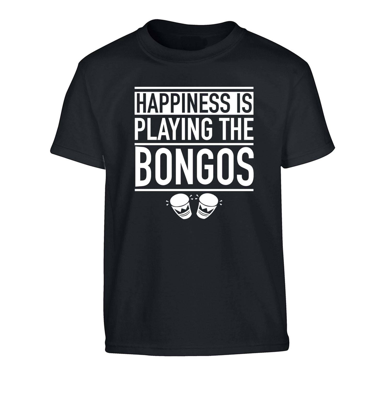 Happiness is playing the bongos Children's black Tshirt 12-14 Years