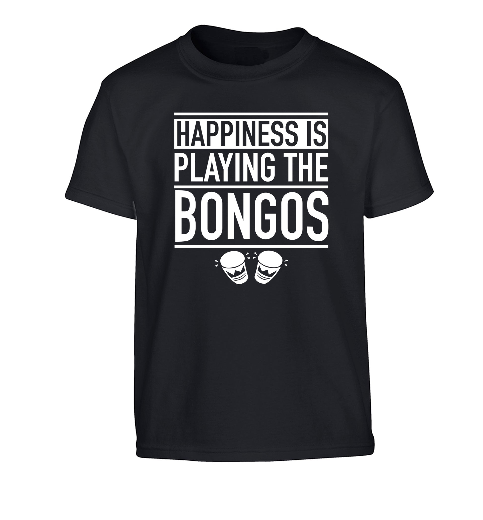 Happiness is playing the bongos Children's black Tshirt 12-14 Years